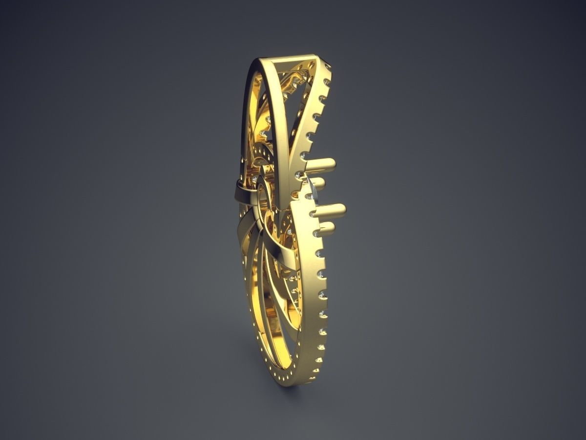 Detailed Pendant With Small Diamonds 2663 3D print model_3