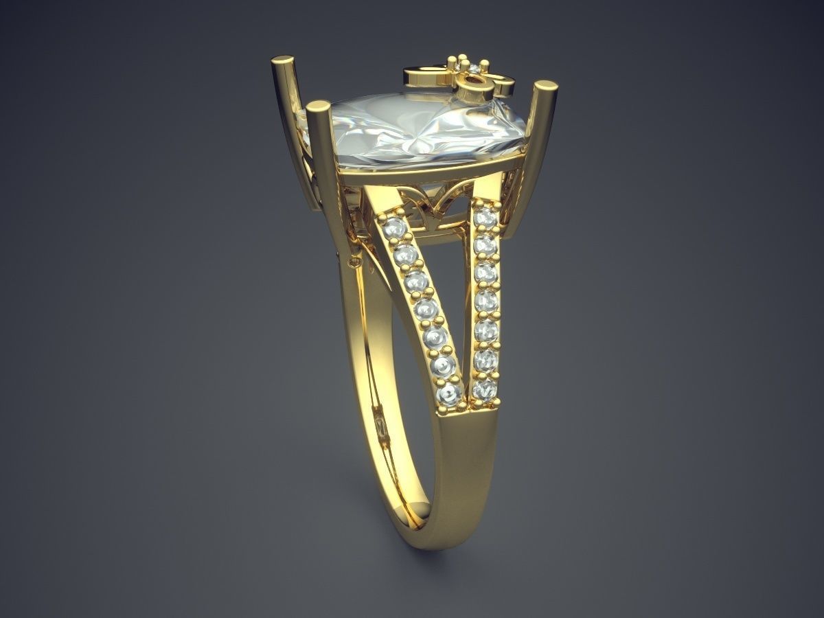 Classic Elegant Engagement Ring With Diamond 3D print model_3