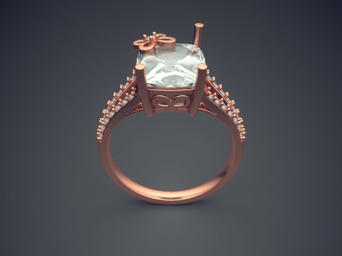 Classic Elegant Engagement Ring With Diamond 3D print model_2