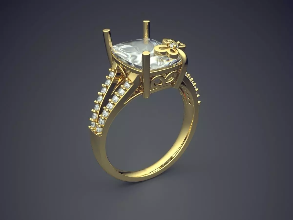 Classic Elegant Engagement Ring With Diamond 3D print model_0
