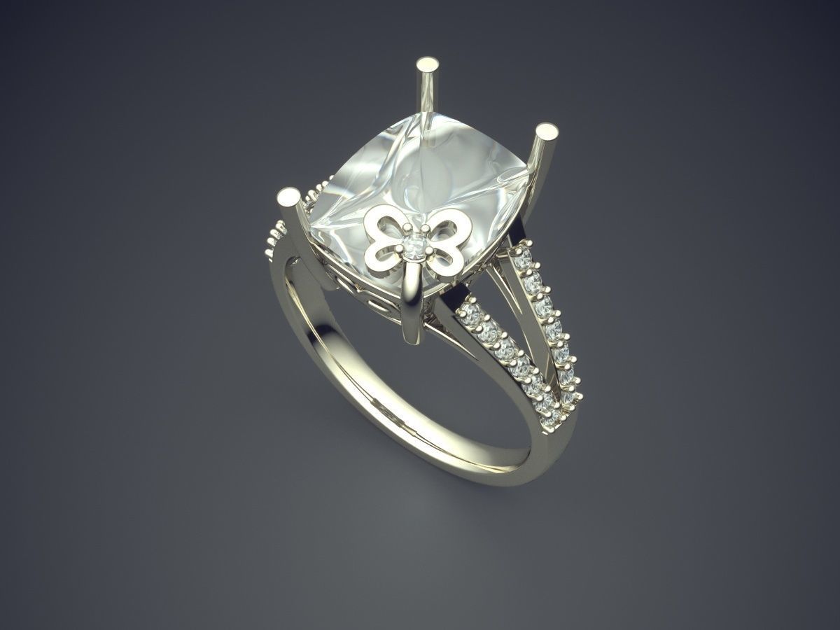 Classic Elegant Engagement Ring With Diamond 3D print model_1