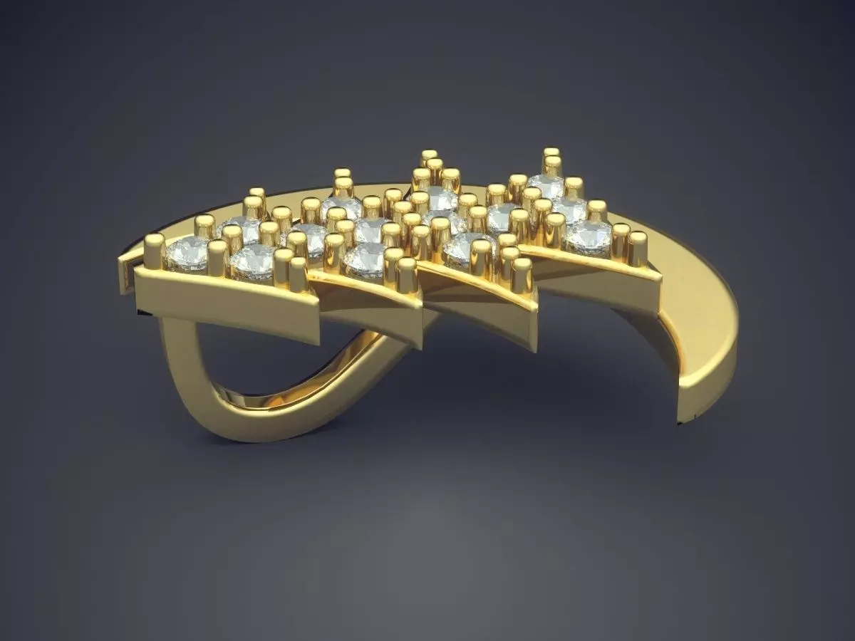 Moon Christmas Tree Shape Pendant With Diamonds 2654 3D print model_3