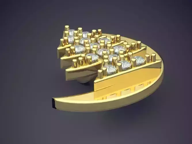 Moon Christmas Tree Shape Pendant With Diamonds 2654 3D print model