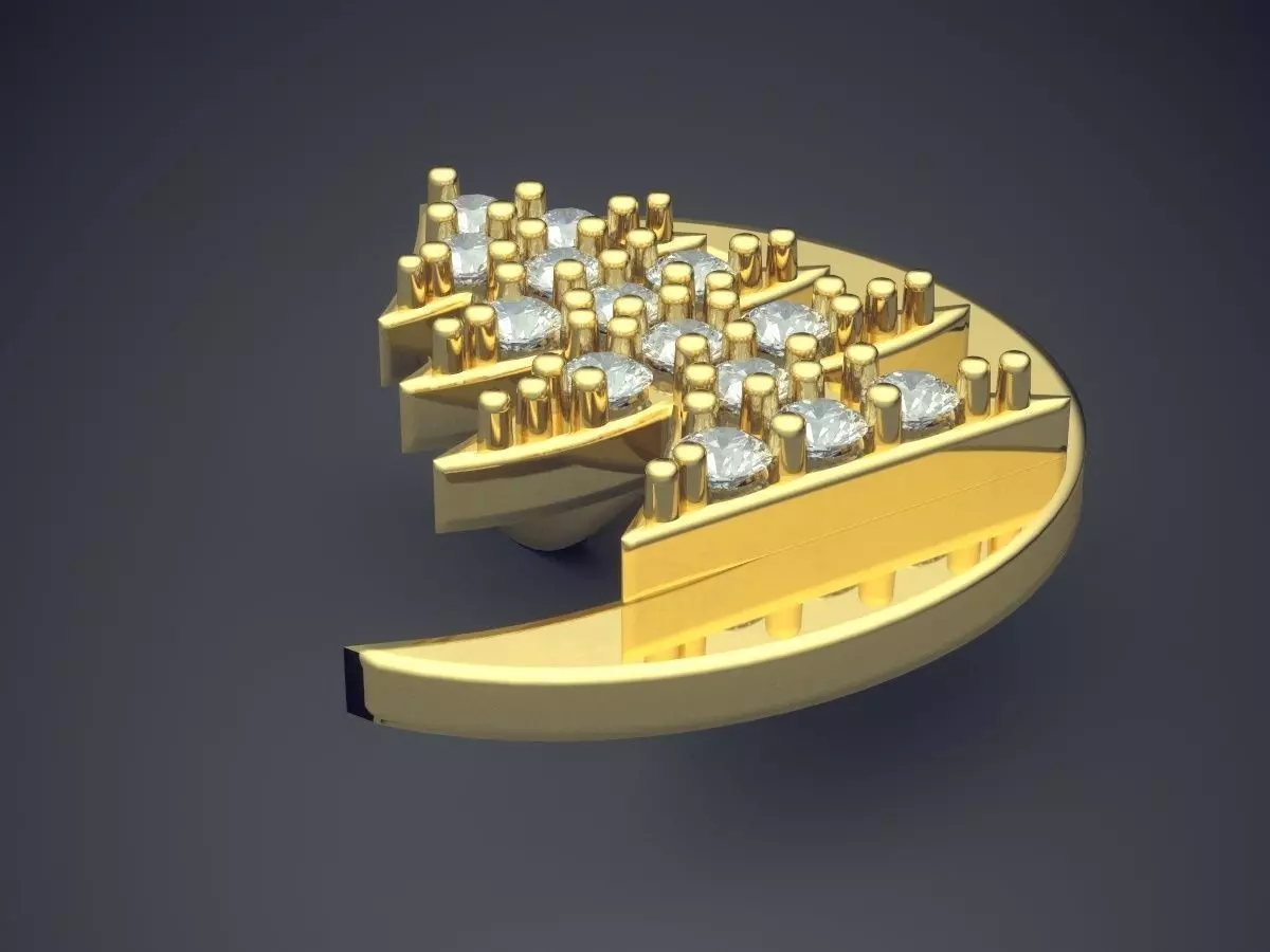 Moon Christmas Tree Shape Pendant With Diamonds 2654 3D print model_0