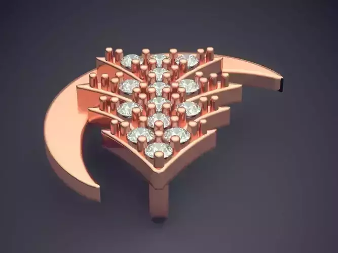 Moon Christmas Tree Shape Pendant With Diamonds 2654