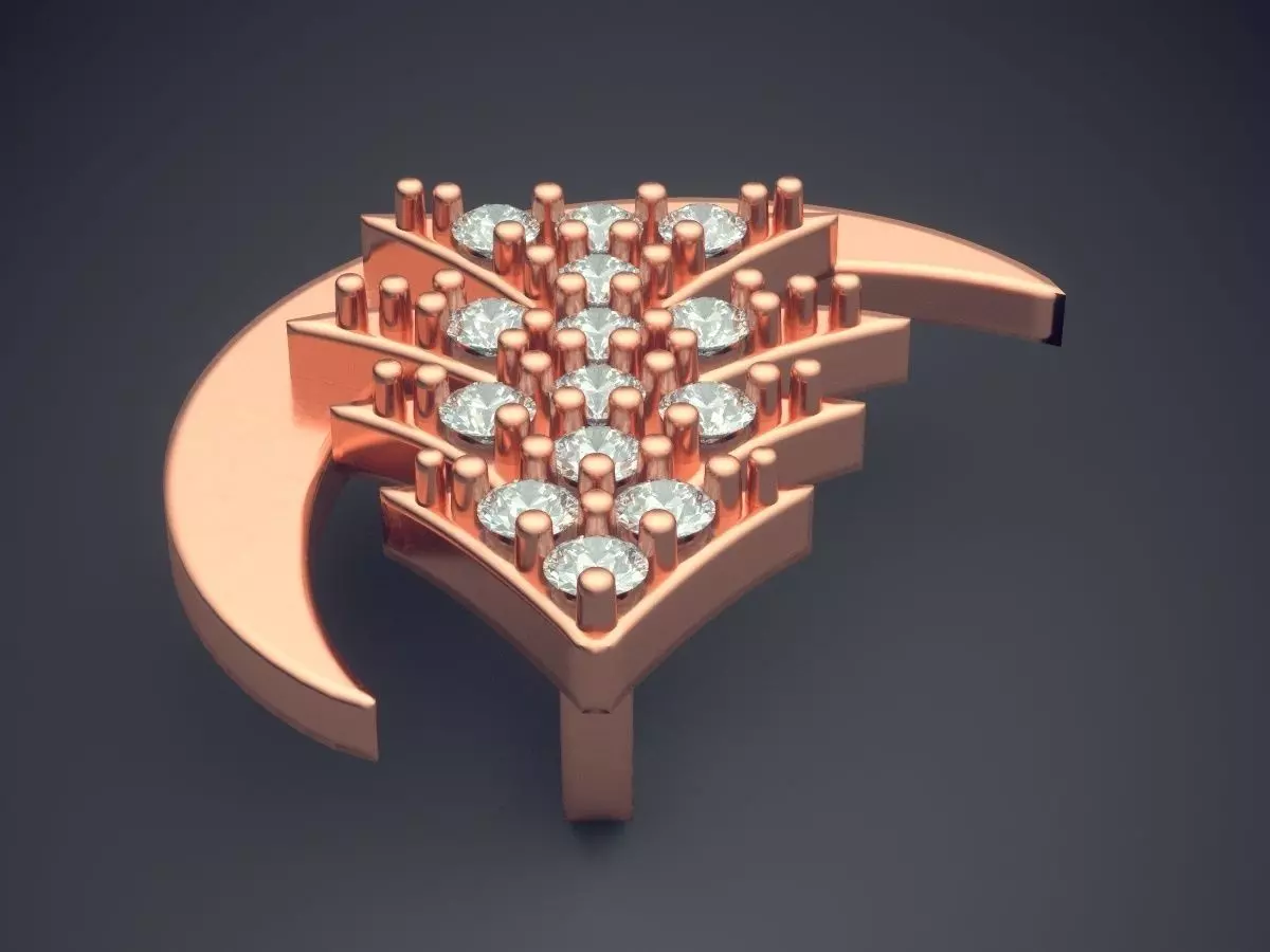 Moon Christmas Tree Shape Pendant With Diamonds 2654 3D print model_2