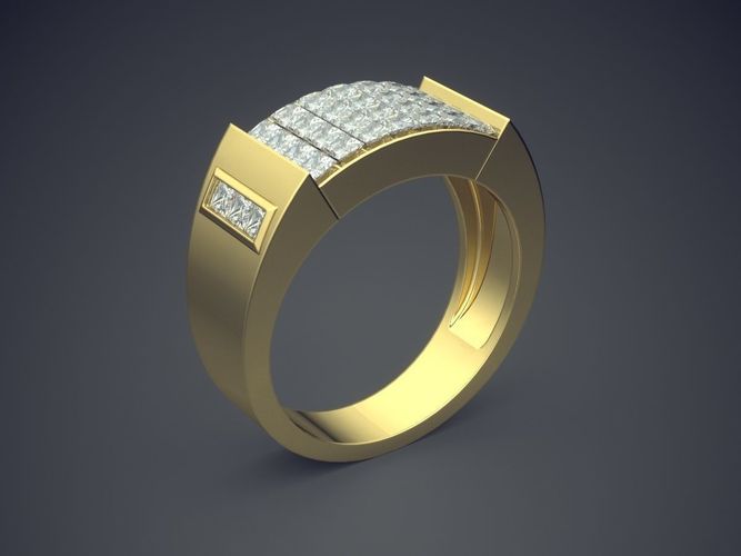 Impressive Golden Engagement Ring 3D model 3D printable | CGTrader