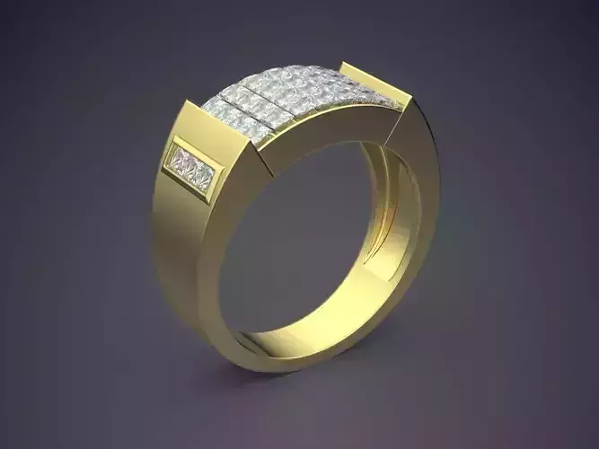 Impressive Golden Engagement Ring 3D print model