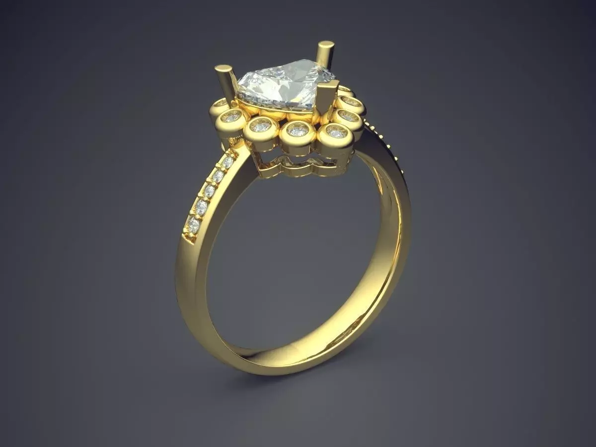 Heart Shape Engagement Ring With Diamonds 2646 3D print model_0