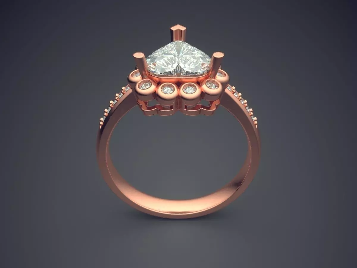 Heart Shape Engagement Ring With Diamonds 2646 3D print model_2