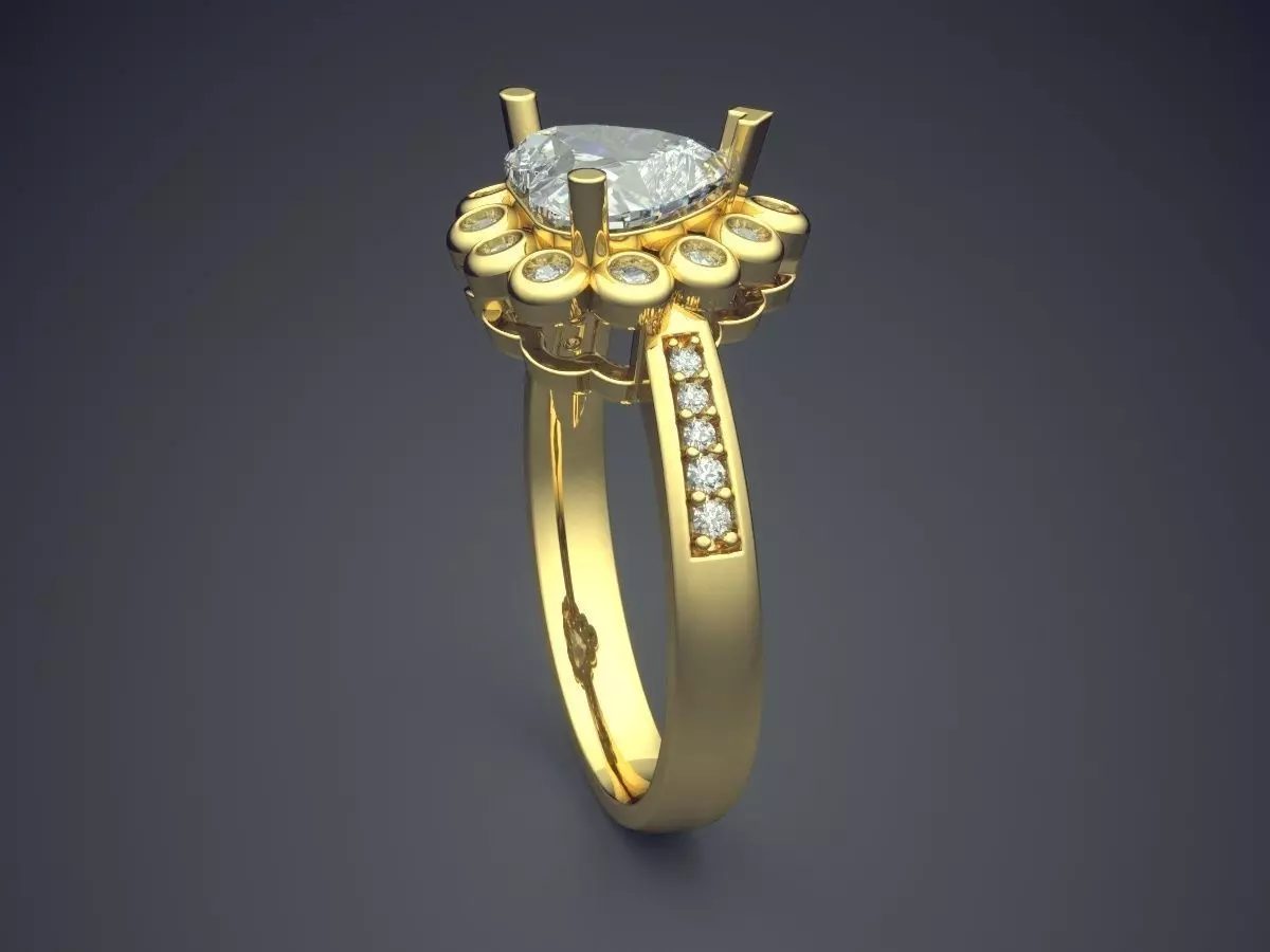 Heart Shape Engagement Ring With Diamonds 2646 3D print model_3