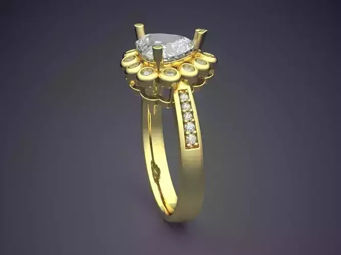 Heart Shape Engagement Ring With Diamonds 2646