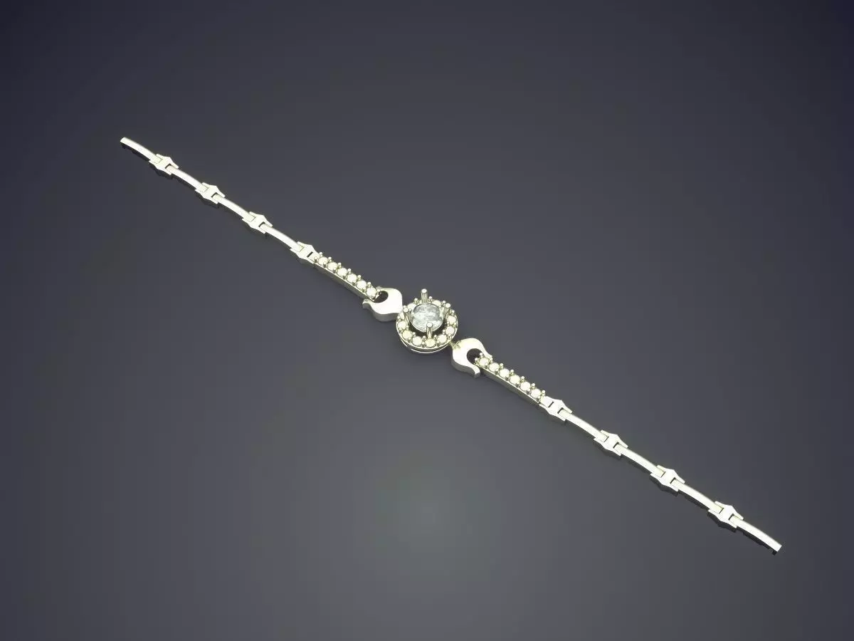 Thin Bracelet With Diamonds 2631 3D print model_1