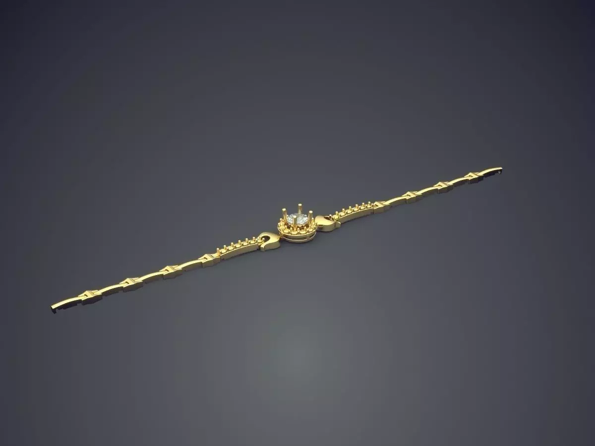 Thin Bracelet With Diamonds 2631 3D print model_0