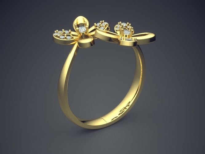 Girly Flower-Shape Detailed Ring 3D print model