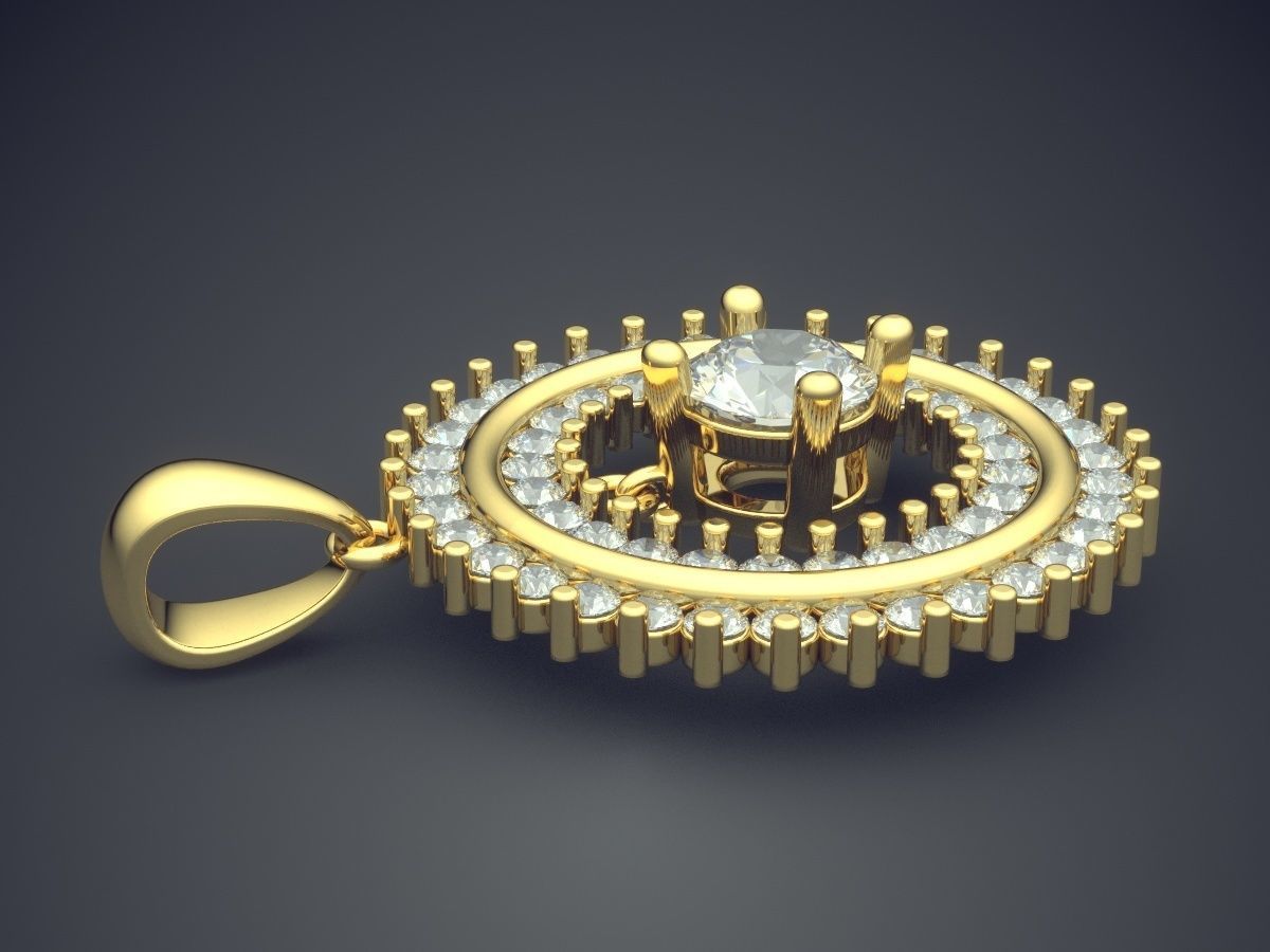 Simple Classic Textured Detailed Pendant 3D print model_3