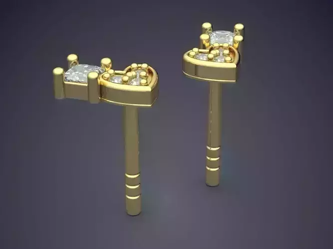 Heart-shaped Earrings With Diamonds 2621