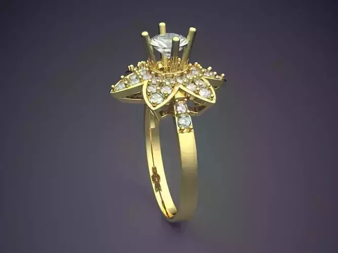 Flower-shaped Ring With Diamonds 2620