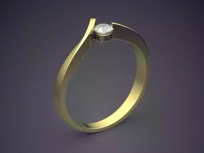 Curved Engagement Ring With Small Diamond 2607