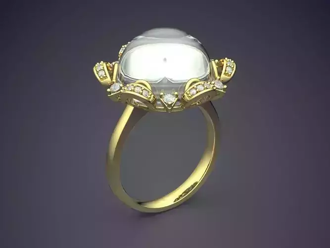 Beautiful Feminine Flower-like Ring with Pearl