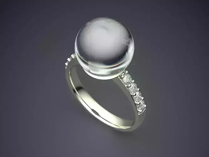 Ring With Pearl And Diamonds 2601