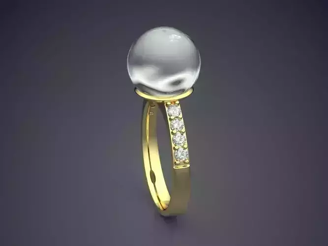 Ring With Pearl And Diamonds 2601