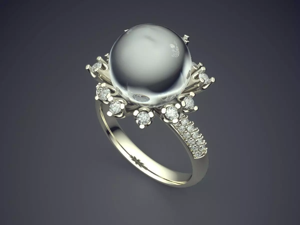 Ring With Pearl 2597 3D print model_1