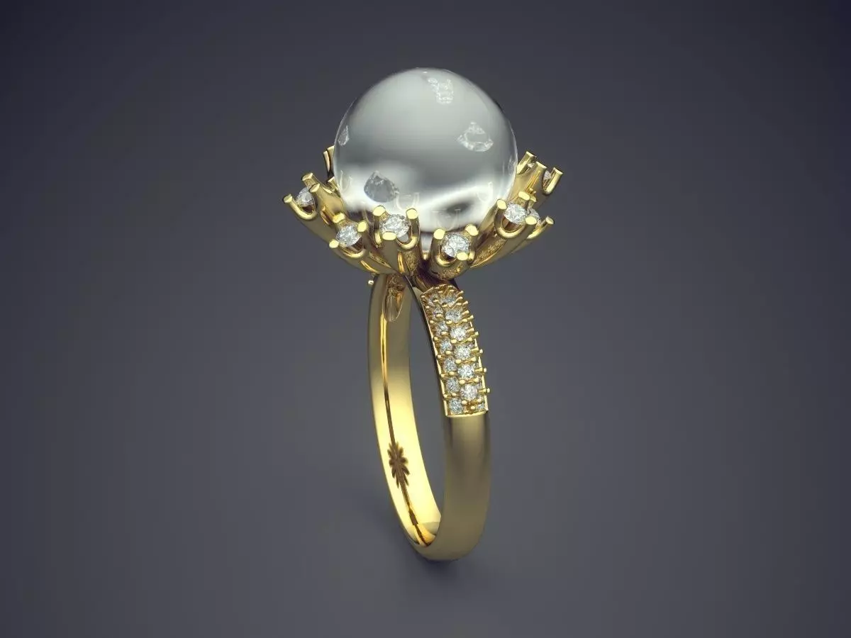 Ring With Pearl 2597 3D print model_3