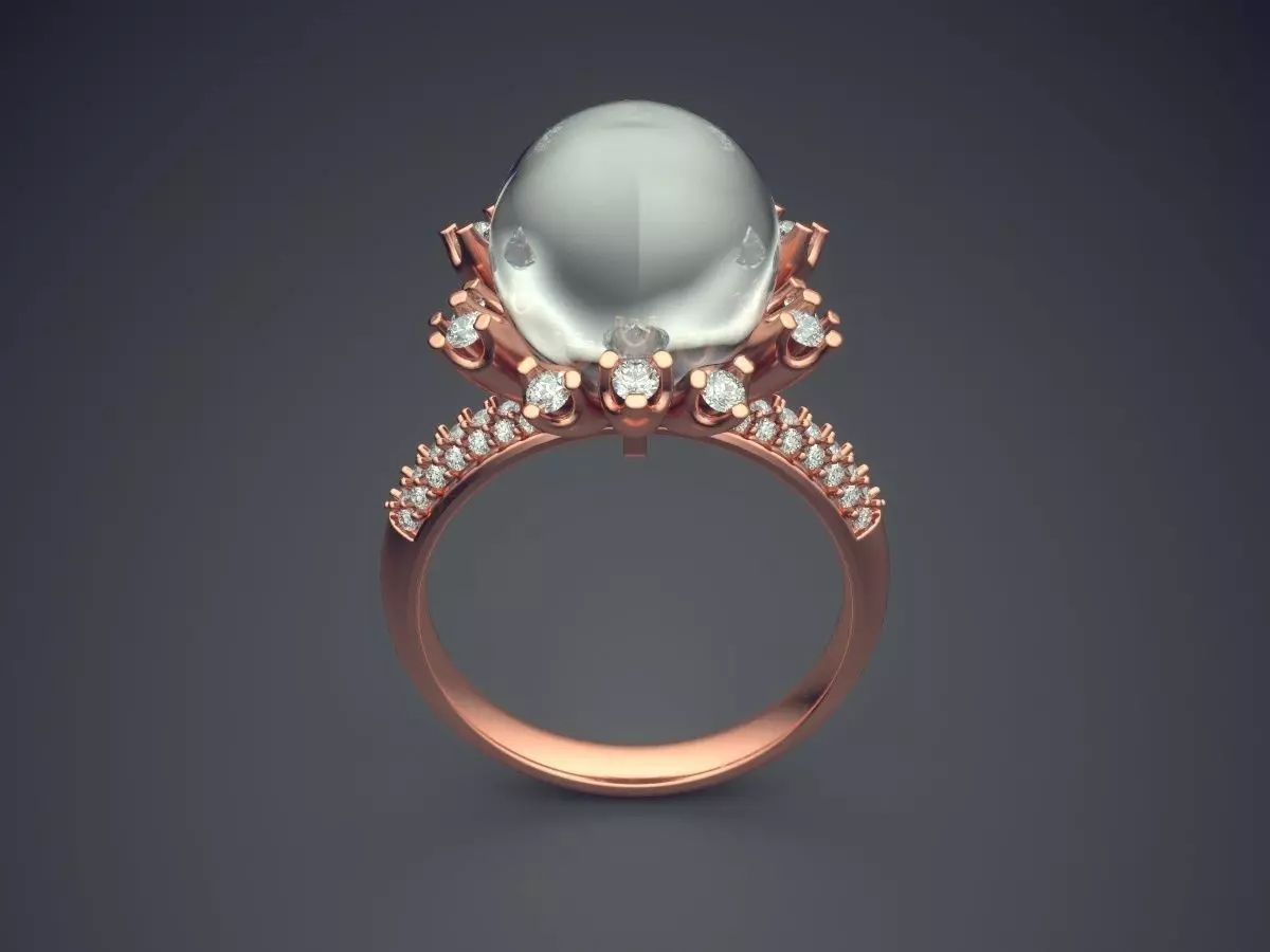 Ring With Pearl 2597 3D print model_2