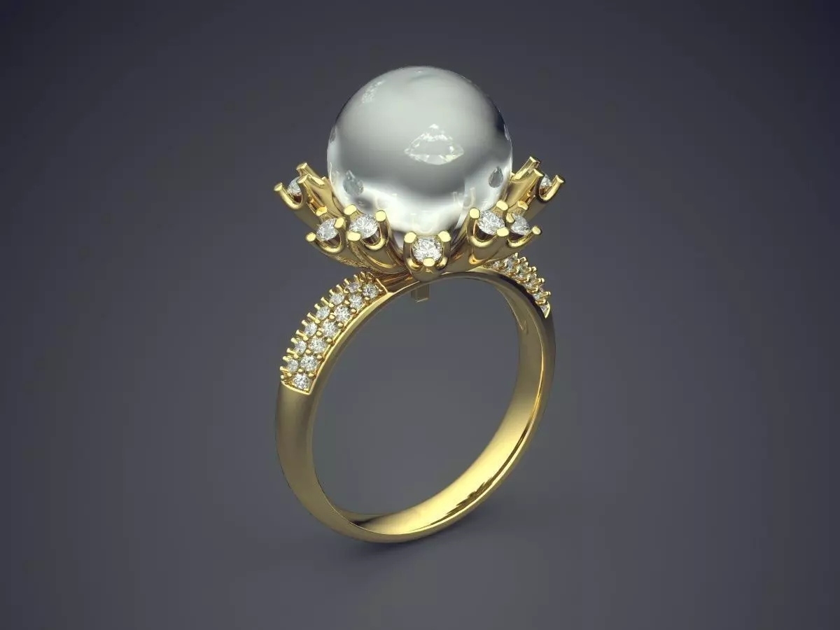 Ring With Pearl 2597 3D print model_0