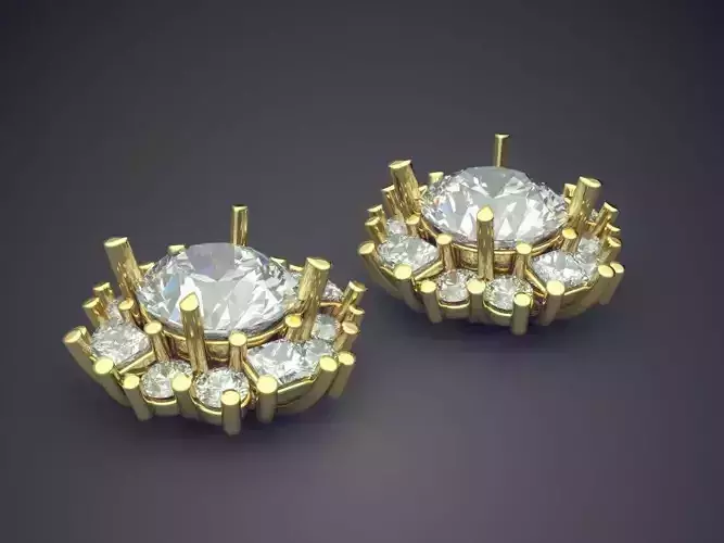 Impressive Luxurious Diamond Earrings 3D print model