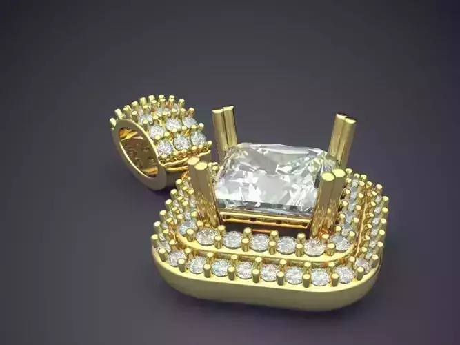 Square Shaped Textured Diamond Pendant