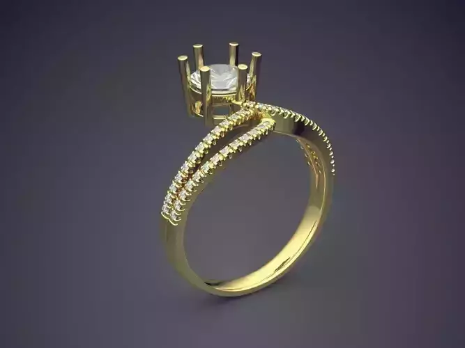 Curved Unique Engagement Ring With Diamonds 2588