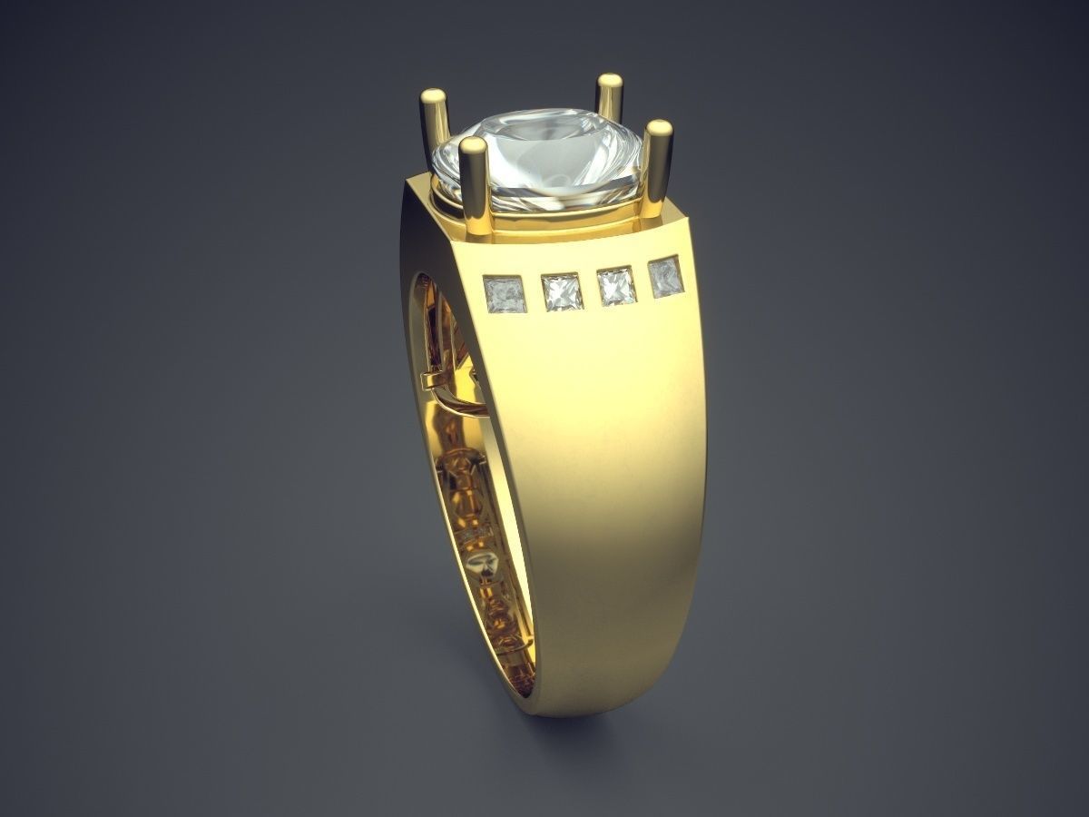 Masculine Thick Ring with Diamonds 3D print model_3