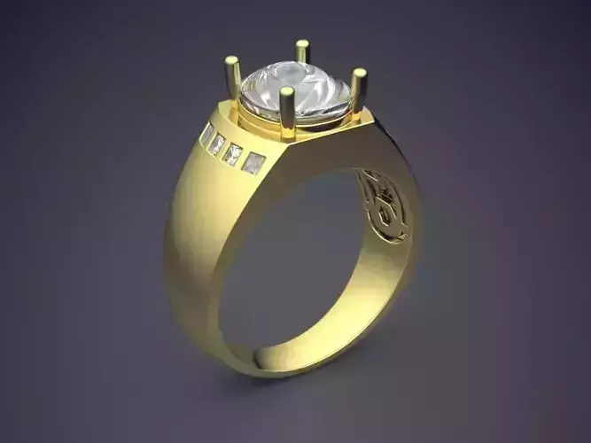 Masculine Thick Ring with Diamonds 3D print model