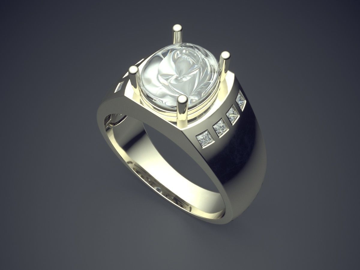 Masculine Thick Ring with Diamonds 3D print model_1