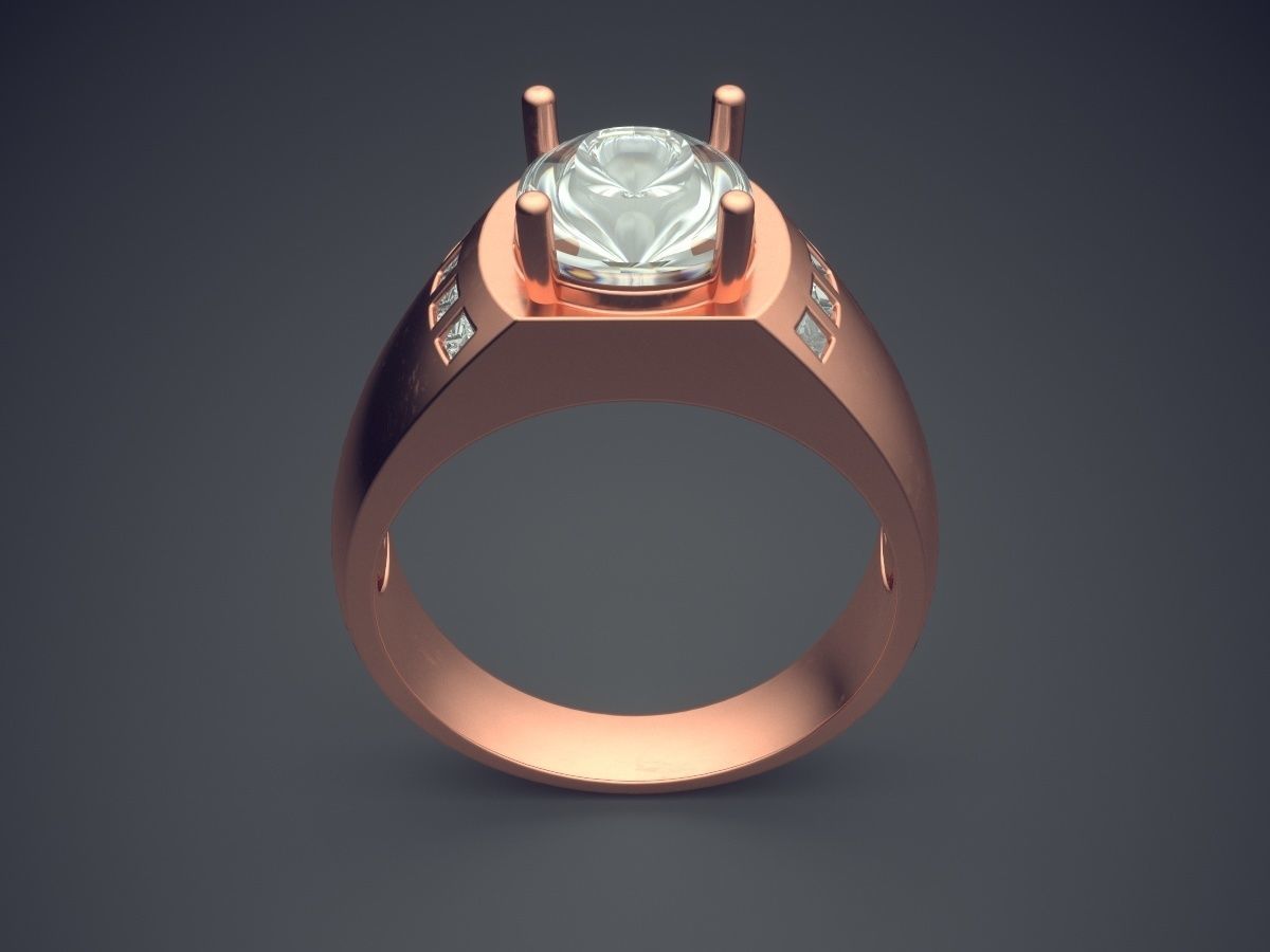 Masculine Thick Ring with Diamonds 3D print model_2
