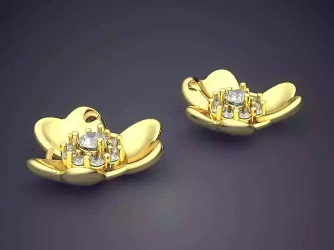 Gorgeous Flower-Shaped Fancy Earrings With Diamonds