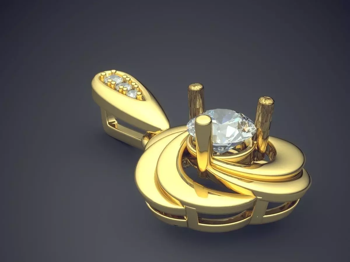 Fancy Extravagant Flower-Shaped Pendant With Diamonds 3D print model_0