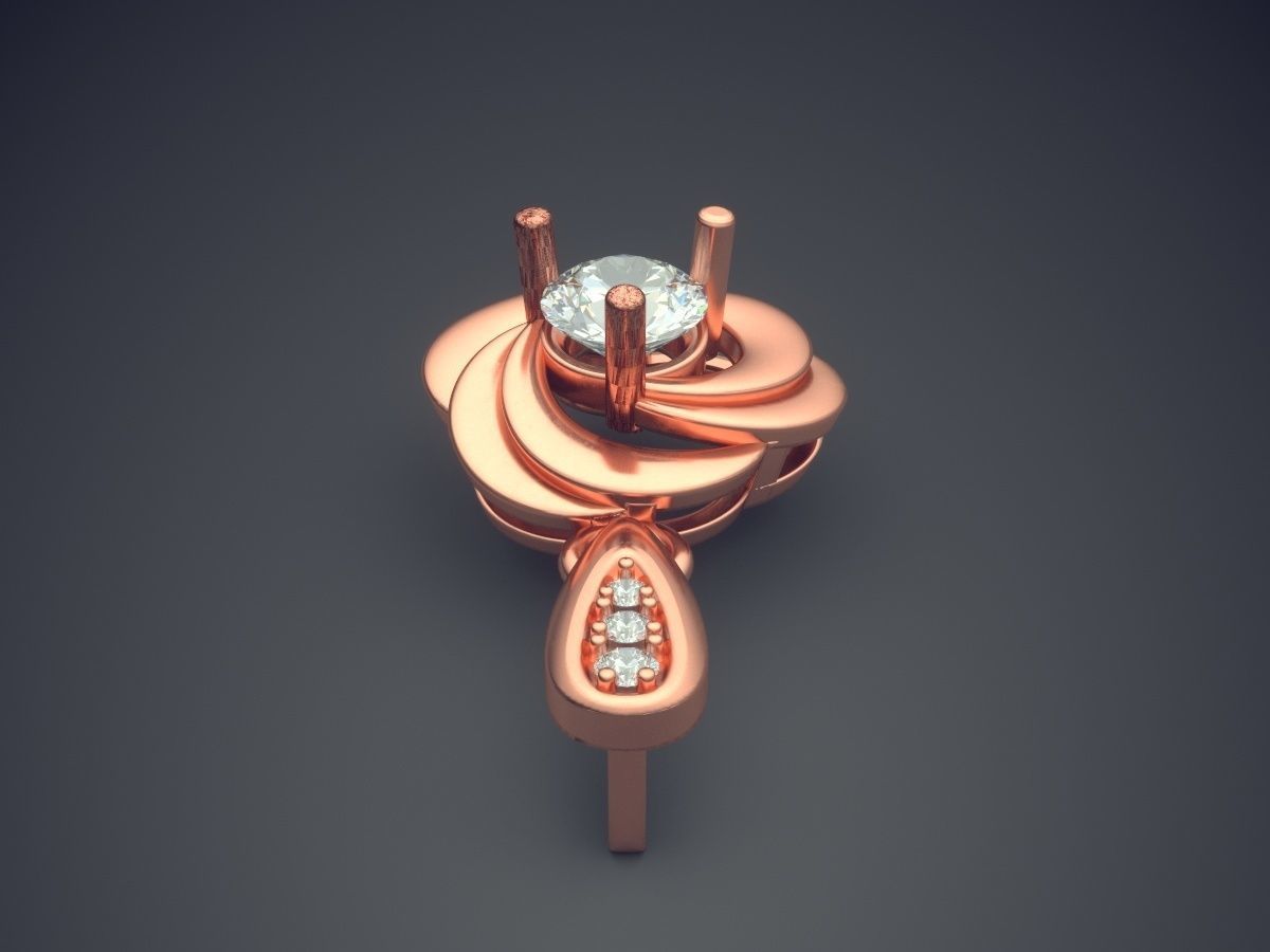 Fancy Extravagant Flower-Shaped Pendant With Diamonds 3D print model_2