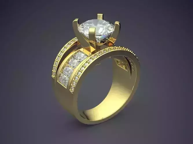 Thick Man Ring with Diamonds and Detailing