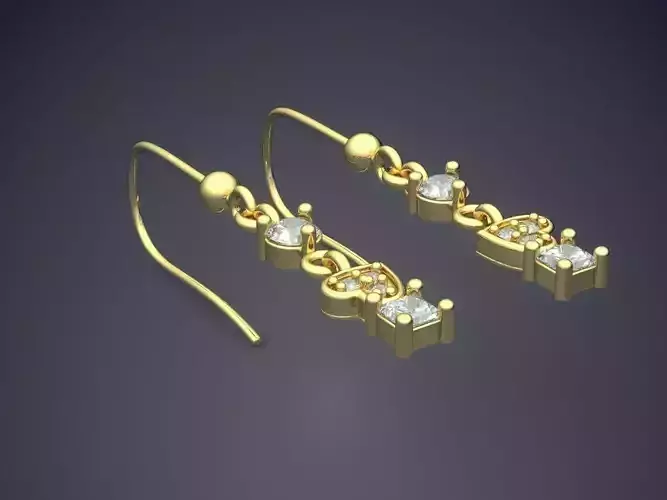 Impressive Detailed Golden Earrings With Diamonds