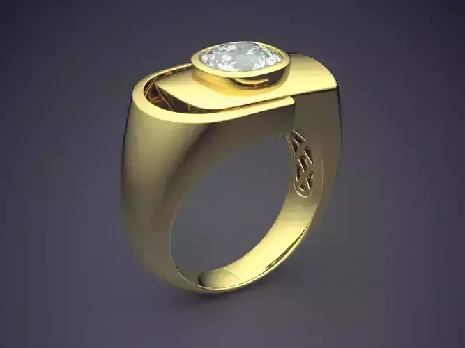 Unique Ring With Oval Diamond 2553 3D print model