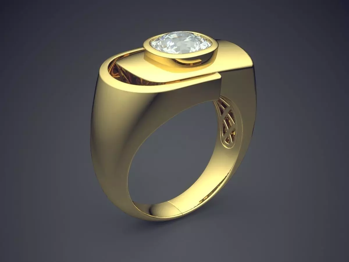 Unique Ring With Oval Diamond 2553 3D print model_0