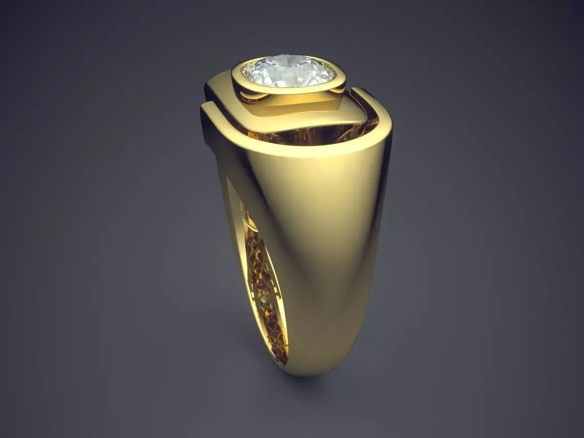 Unique Ring With Oval Diamond 2553 3D print model_3