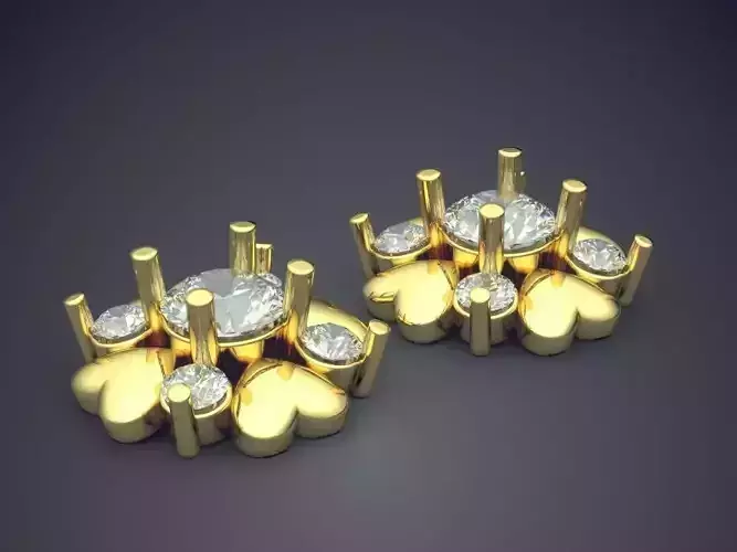 Flower Shape Earrings With Diamonds 2550