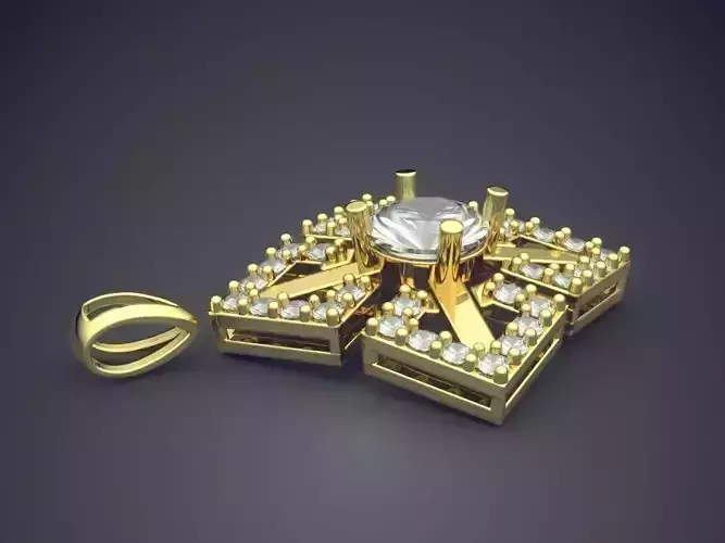 Square Shape Pendant With Diamonds 2543