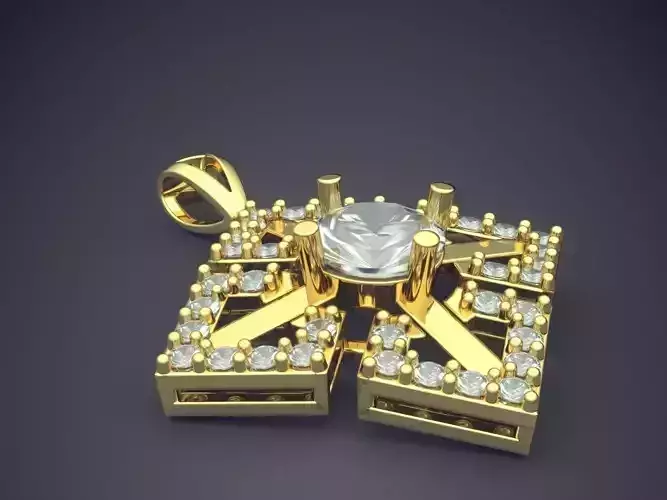 Square Shape Pendant With Diamonds 2543