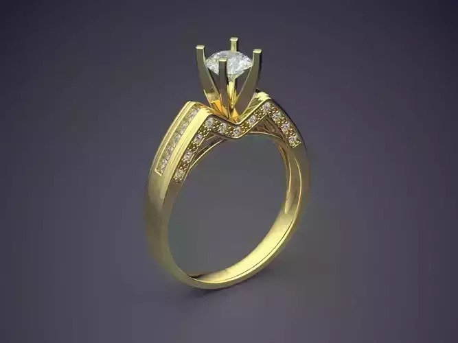 Impressive Classic Minimal Golden Engagement Ring