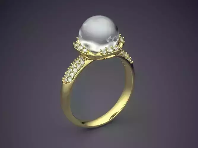 Impressive Classic Minimal Golden Engagement Ring With Pearls